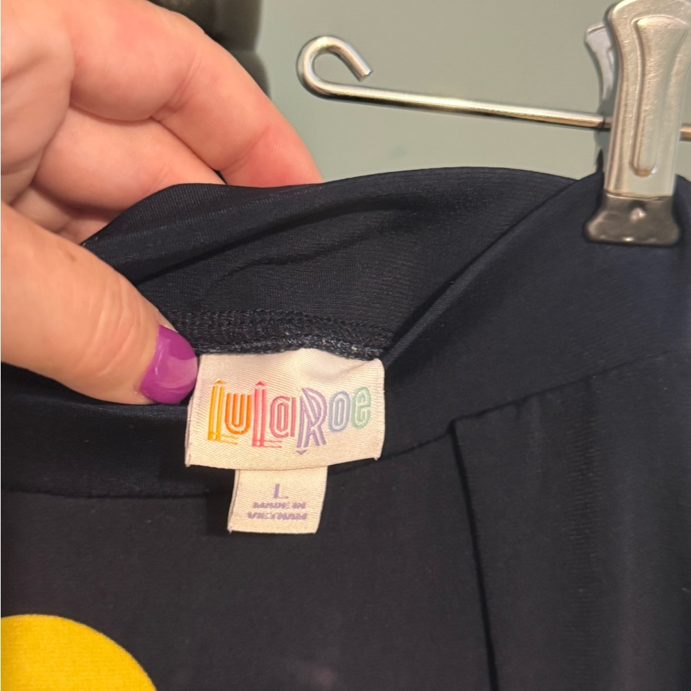 LuLaRoe Black Skirt with Yellow Dots - Picture 2 of 5